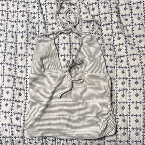 Edikted Gray White Tie Shoulder Ruched Tank Top